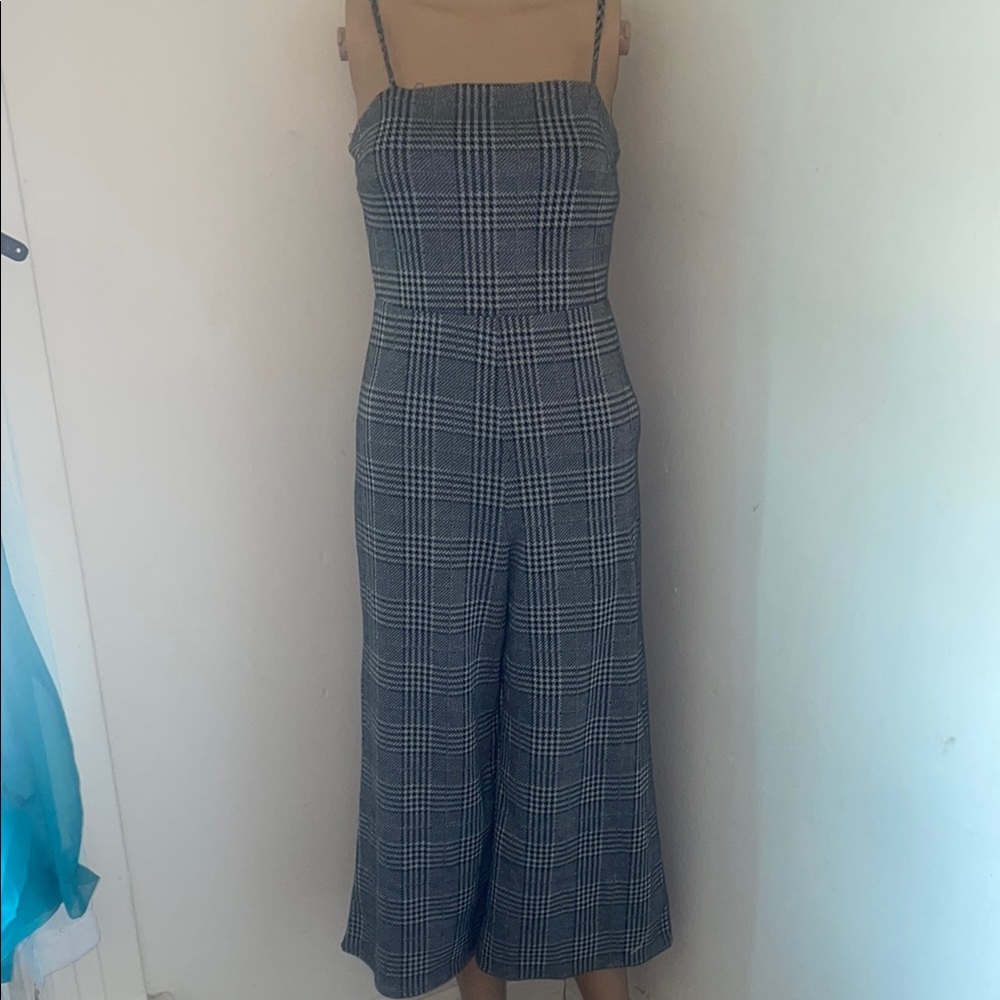 Stylish Gray Plaid Women's Jumpsuit